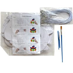 DIY Halloween Mask Painting Kit – 24pcs Blank Masks, Paint Brushes & Elastic Strings