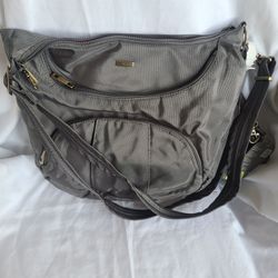 Travelon Anti-Theft Classic Crossbody Slouch Hobo Security Travel Bag Gray