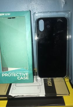 Iphone x/xs hard poly protector base clear back black inside silver