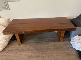 Restoration hardware Solid Wood Slab Bench Coffee table RO It’s 18” tall 52” long 21” wide.