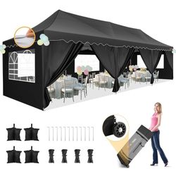 New in box HOTEEL 10x30 Pop Up Canopy Tent with 8 Sidewalls,UPF 50+ Windproof 2000+Waterproof Wedding Event Tents for Outdoor Events,Camping,Wedding,P
