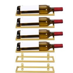 6 Pcs Wine Rack Wall Mounted, Metal Iron Hanging Wine Bottle Holder, Wall Display Rack for Standard Wine Bottles, Home Kitchen Bar Wall Decor G