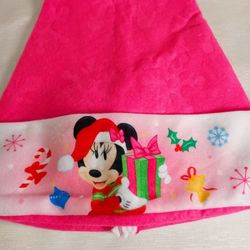 NEW! Disney Minnie Mouse Christmas Felt Santa Claus Hat 15" PINK Adult Kids Child
