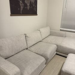 Modern 2-Piece Sectional with Storage Ottoman – Excellent Condition