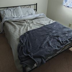 Full Size Metal Bed Frame And Foam Mattress 