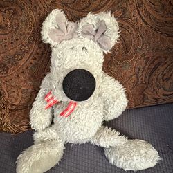 Jellycat Scruff Dog Plush 13 Inch Vintage  Puppy Red Check Bow
