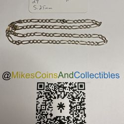 Figaro Silver Necklace 18.6grams 24” 5.25mm 