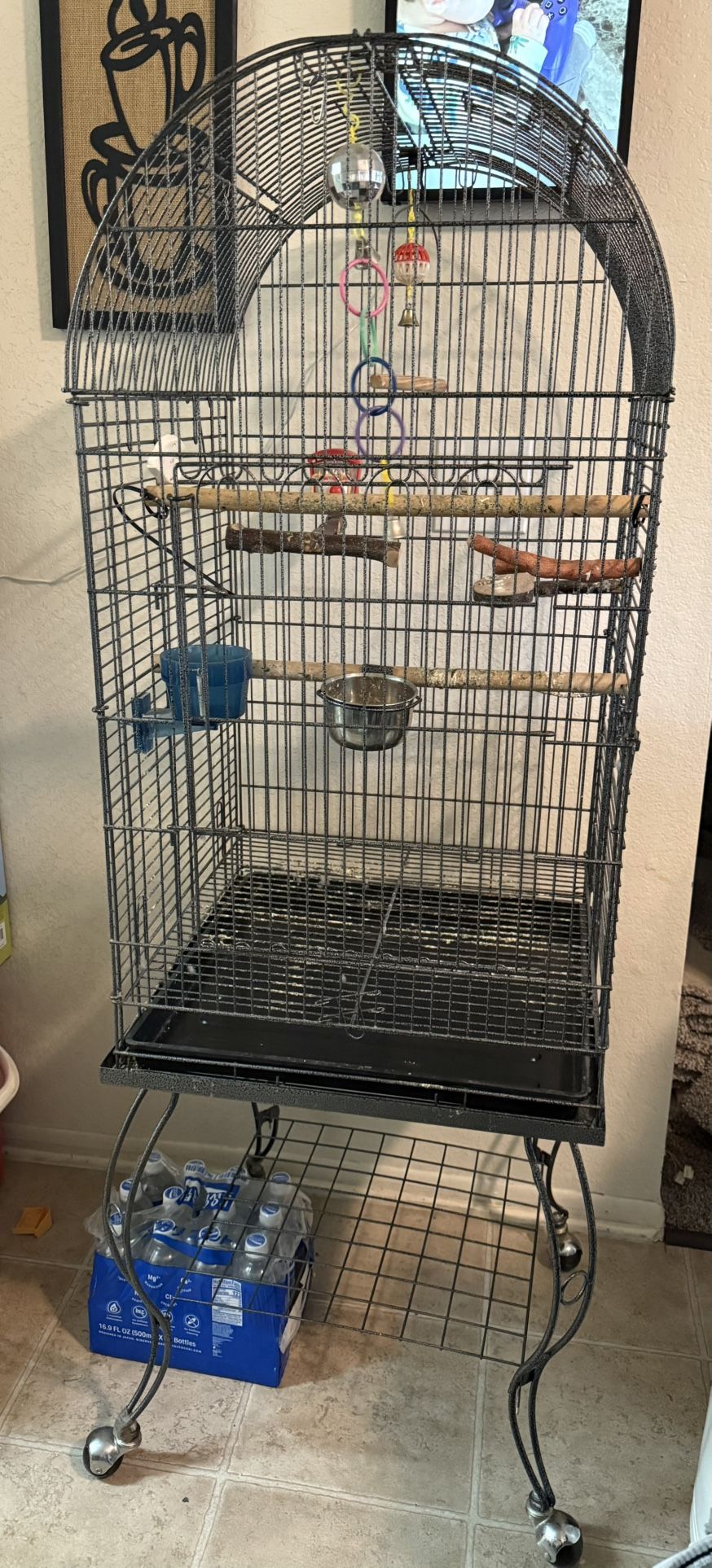 Rolling Metal Bird Cage 34” H