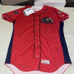 Logan Moore Williamsport Cutters Game Used Worn Jersey Wilson Red 2012 MiLb Bp