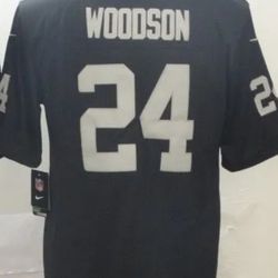Raiders Woodson 24 black home jersey mens S M L 2X 3X