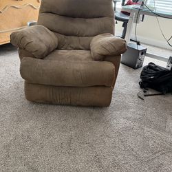 Brown reclining rocker sofa