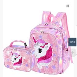 Unicorn Girls Back Pack With Lunch Box