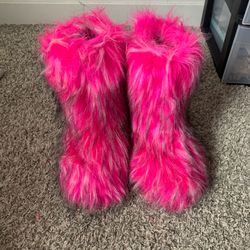 Pink Furry Boots 