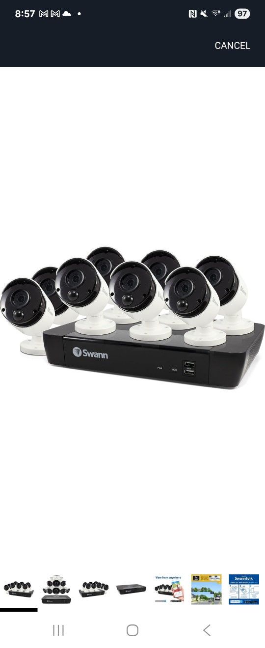 Swann 8 Channel 8 Camera Security System, Wired Surveillance 4K Ultra HD NVR 2TB HDD, Audio Capture, Indoor/Outdoor, Night Vision + Heat & Motion