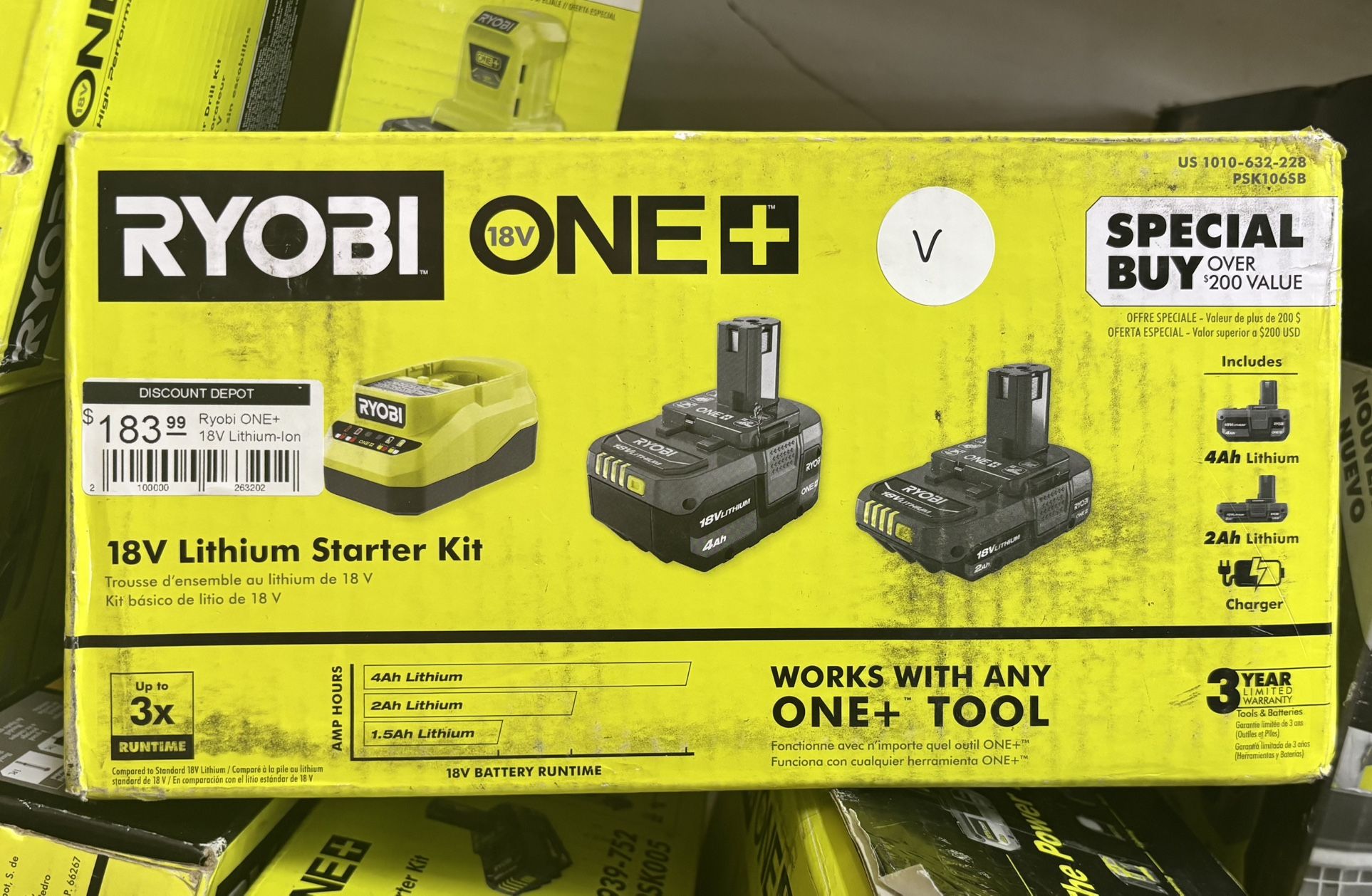 Ryobi 18V Lithium Starter Kit 2.0 & 4.0 Battery