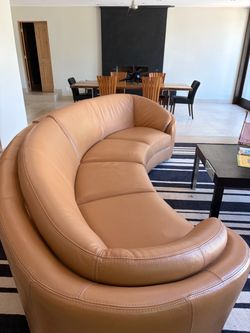 Curved Leather Sectional Sofa