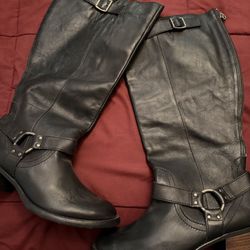 Brand New Black Leather Boots Sz 10 W 👢 