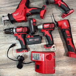 Milwaukee M18 18V Lithium-Ion Cordless Combo Kit (5-Tool) with (2) Batteries, Charger and Tool Bag