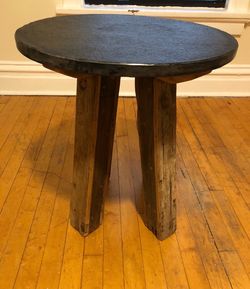 Anthropologie slate and reclaimed wood side table
