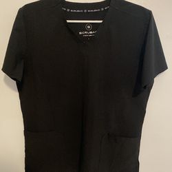 Scrubaid Womens Black Short Sleeve Scrub Top Size Large
