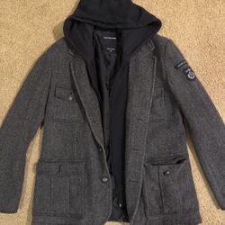 Men's Calvin Klein Heather Black Hoodie Coat Jacket Blazer Size Medium