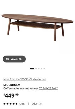 Like New - IKEA STOCKHOLM Walnut Veneer Coffee Table