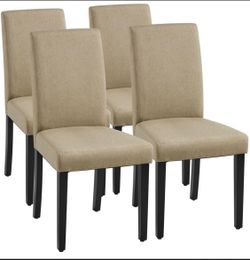 Set of 4 Khaki Upholstered Dining Chairs - 614976