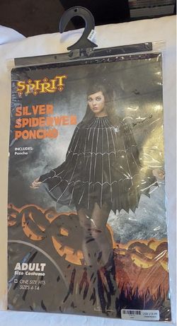 Silver Spiderweb Poncho Halloween Costume