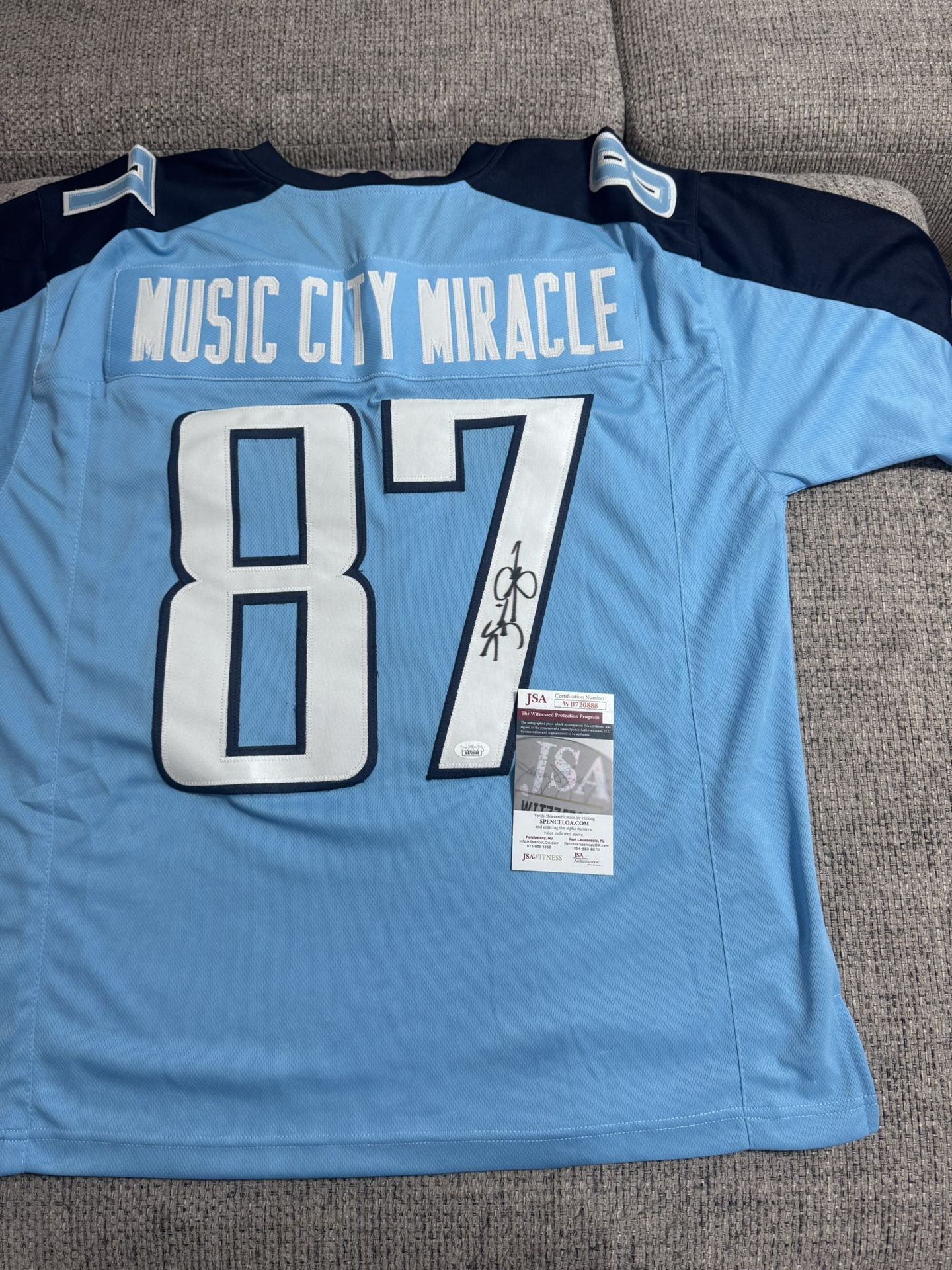 Kevin Dyson Signed Autograph “Music City Miracle” Jersey - JSA Coa - Tennessee Titans
