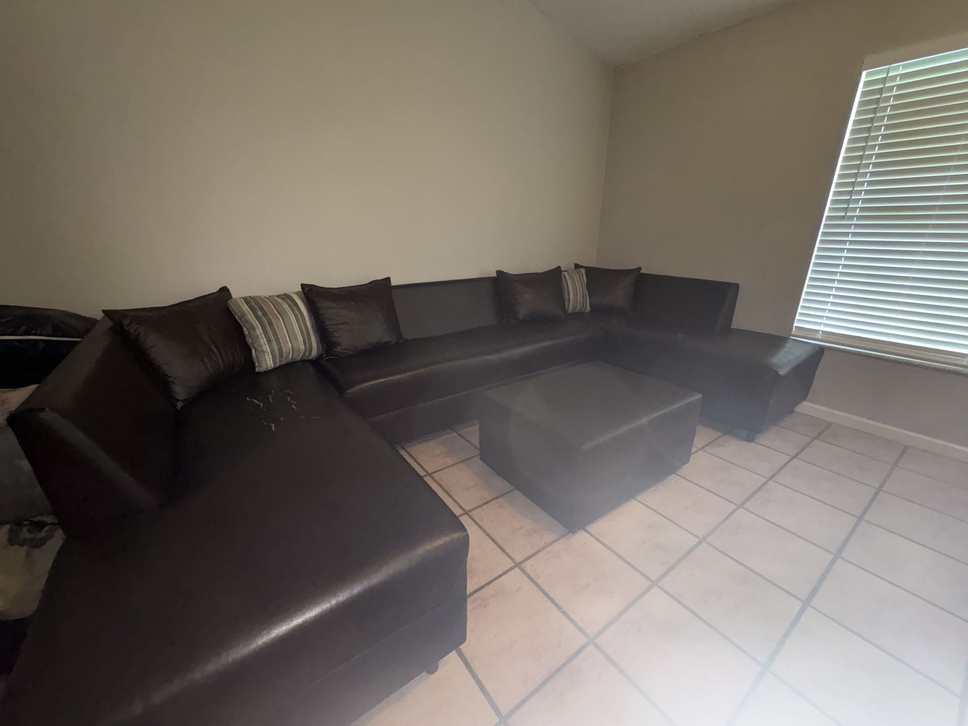 Brown Sectional With Ottoman