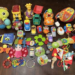 HUGE LOT - TUB OF 50 INFANT TODDLER PRE-SCHOOL KIDS TOYS - NO LABUBU