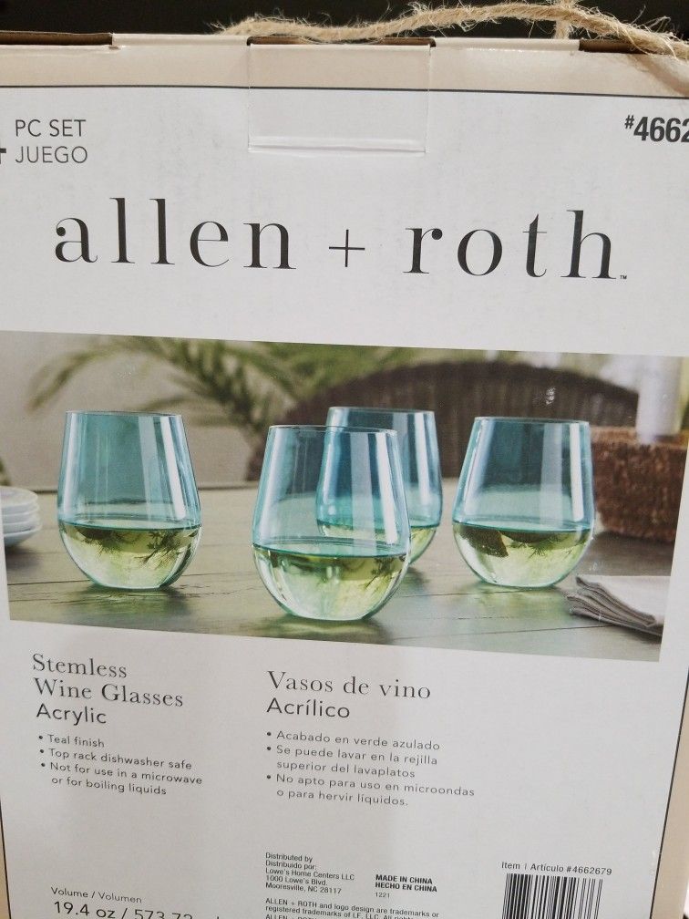 Brand New Stemless Wine Glasses Teal