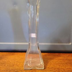 Vintage Europa Bud Vase Clear Square Glass Flower 8½" Mid Century