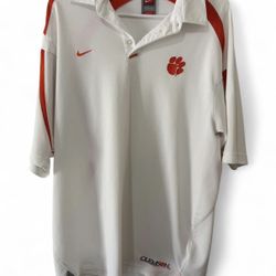 Nike Team Clemson Polo – White/Orange (L)