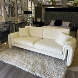 Ivory Boucle Uph. Designer Living Room Set