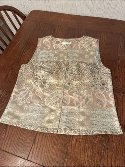 Coldwater Creek Satin Vest Women’s M Patchwork Paisley Print Cottagecore Boho