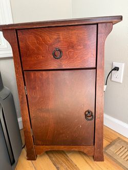 Wooden Nightstand with Drawer and Cabinet