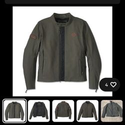Harley Davidson 3xl Men's Paradigm Triple Vent System 2.0 Leather Jacket Olive