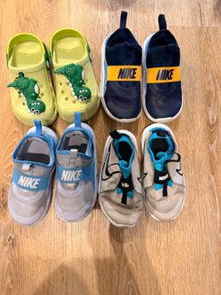 Boys Shoes Bundle Size 9 Nike Sneakers Dinosaur Clogs 4 Pairs
