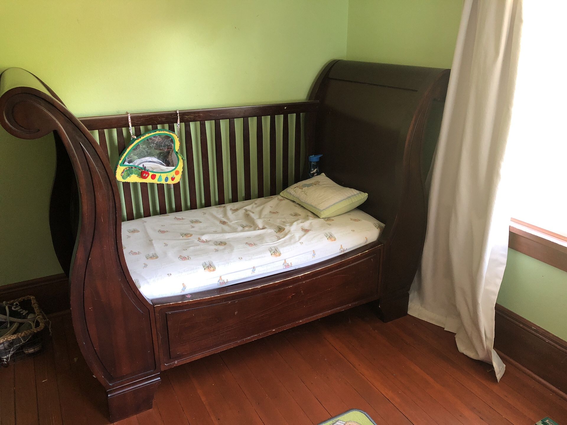 Pottery Barn Kids Larkin sleigh CRIB fixed gate toddler bed for