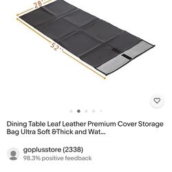 Dining Table Leaf Leather Premium Cover Storage Bag Ultra Soft &Thick and Wat...