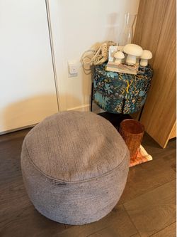Free: Gray Pouf Ottoman (could be nice for outdoors too if needed)
