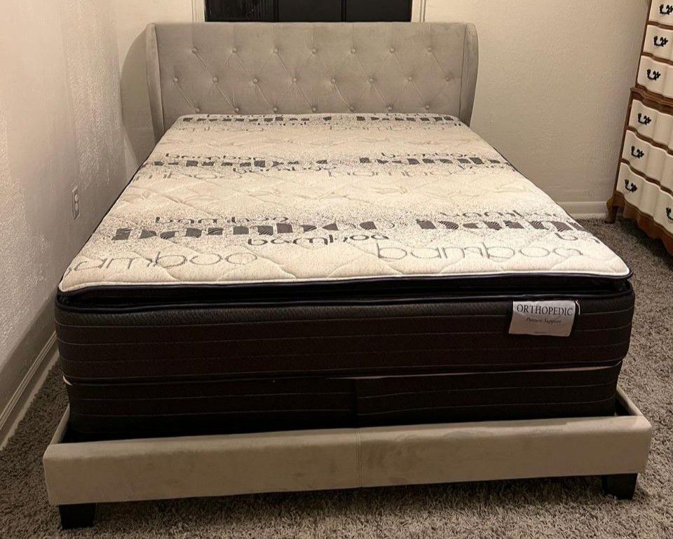 Queen Size Mattress Pillow Top With Box Springs✅