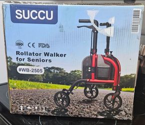 SUCCU 3-Wheel Folding Rollator Walker.  NEW IN BOX.  PICKUP ONLY.