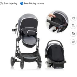 Evenflo Pivot Vizor Travel System with LiteMax Infant Car Seat (Chasse Black), Unisex