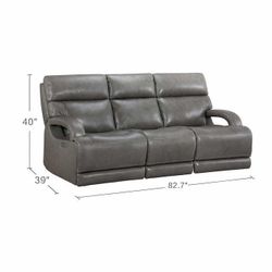 Dovestone Leather Power Reclining Sofa Couch with Power Headrests