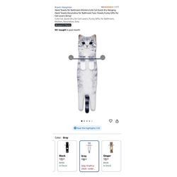Brand new Hand Towels for Bathroom Kitchen,Cute Cat Quick-Dry Hanging Hand Towels Decorative for Bathroom Face Towels,Funny Gifts for Cat Lovers (Grey