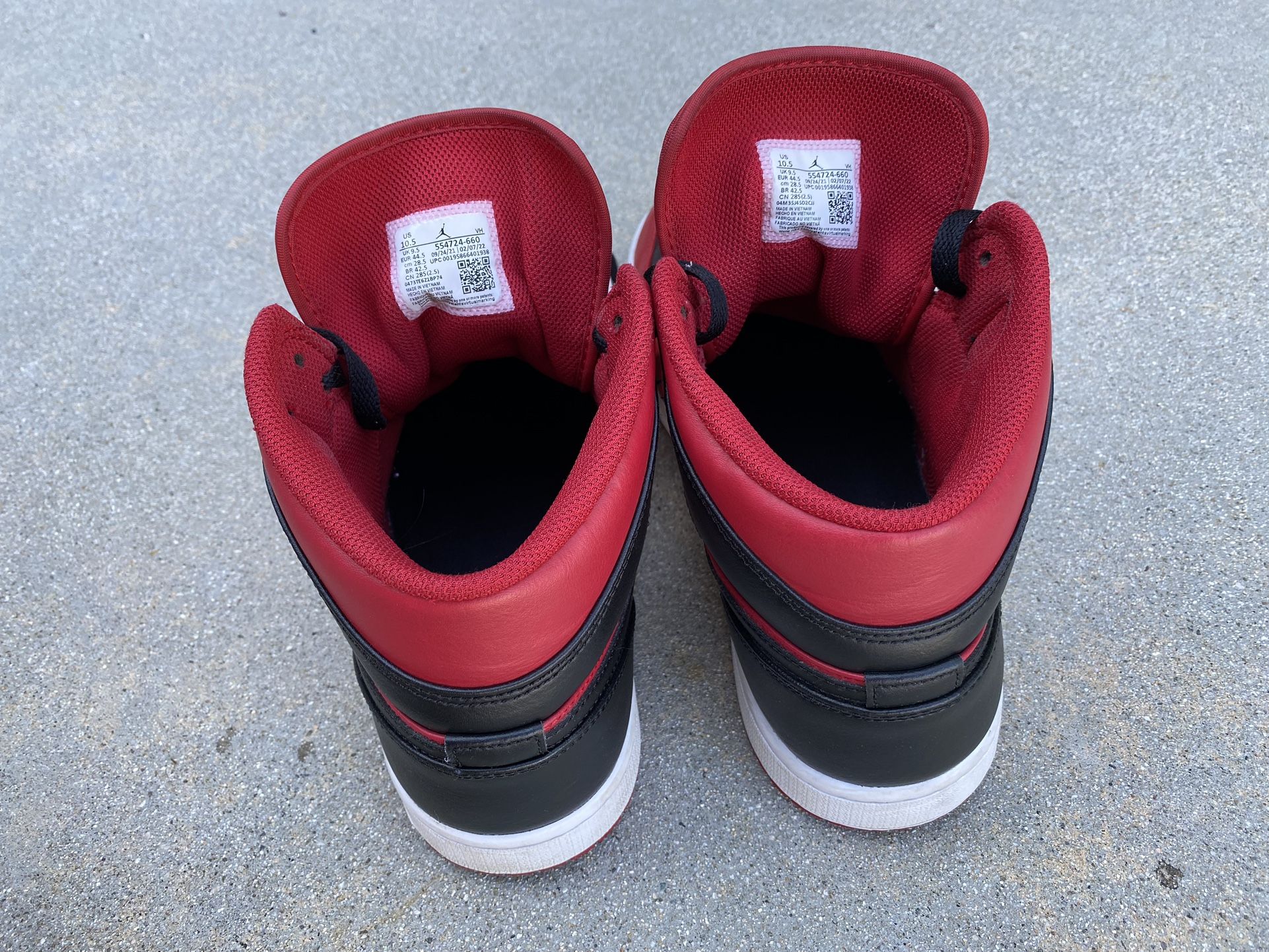 Air Jordan 1 Mid Reverse Bred (Red/Black) 10.5