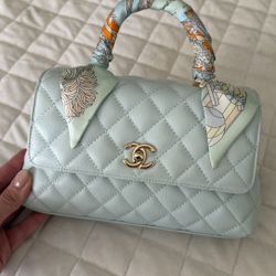 Powder Blue Bag with Strap & Box