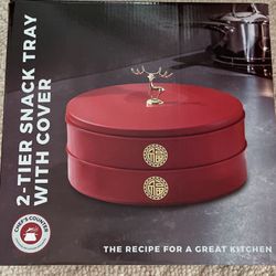 2- Tier Snack Tray With Cover . Brand New 
